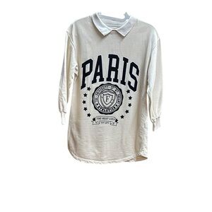 Zara. Cream Sweatshirt Paris Graphic